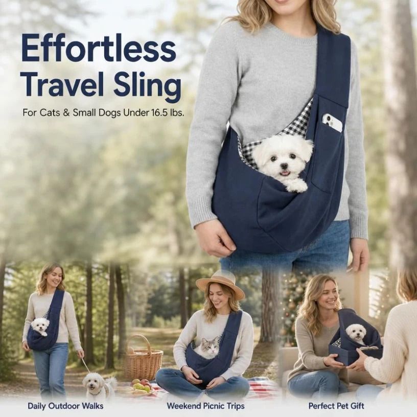 Breathable Cat Carrier Up To 16.5lbs, Black With Phone Pocket, Sleek Daily Walk Xmas Present - Image 1