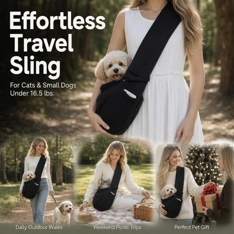 Breathable Cat Carrier Up To 16.5lbs, Dark Blue With Phone Pocket, Roomy Comfort Travel Bag - Image 1