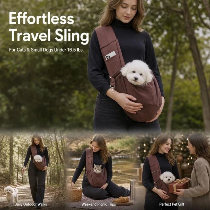 Breathable Cat Carrier Up To 16.5lbs, Coffee With Phone Pocket, Understated Weekend Travel Buddy - Image 1