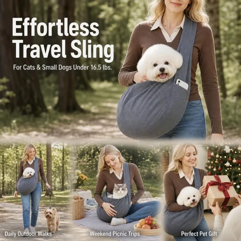 Breathable Cat Carrier Up To 16.5lbs, Charcoal Grey With Phone Pocket, Slim Minimalist Carry Bag - Image 1