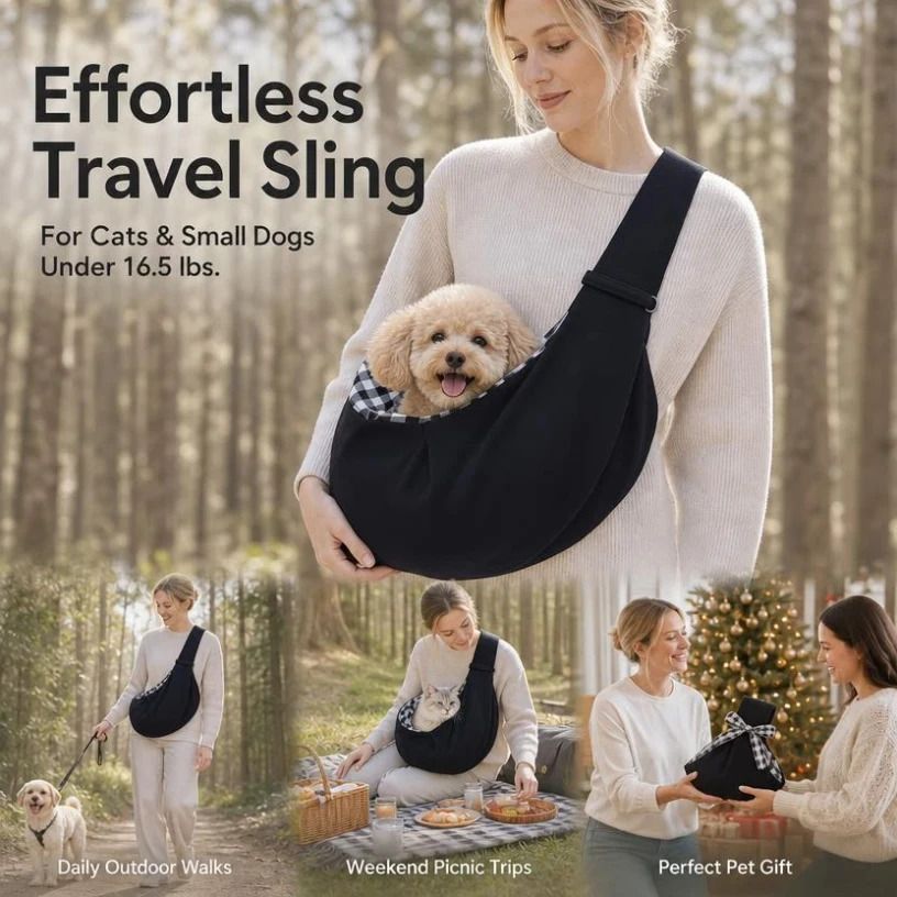 Breathable Cat Carrier Up To 16.5lbs, Dark Blue No Phone Pocket, Compact Casual Walk Bag - Image 1