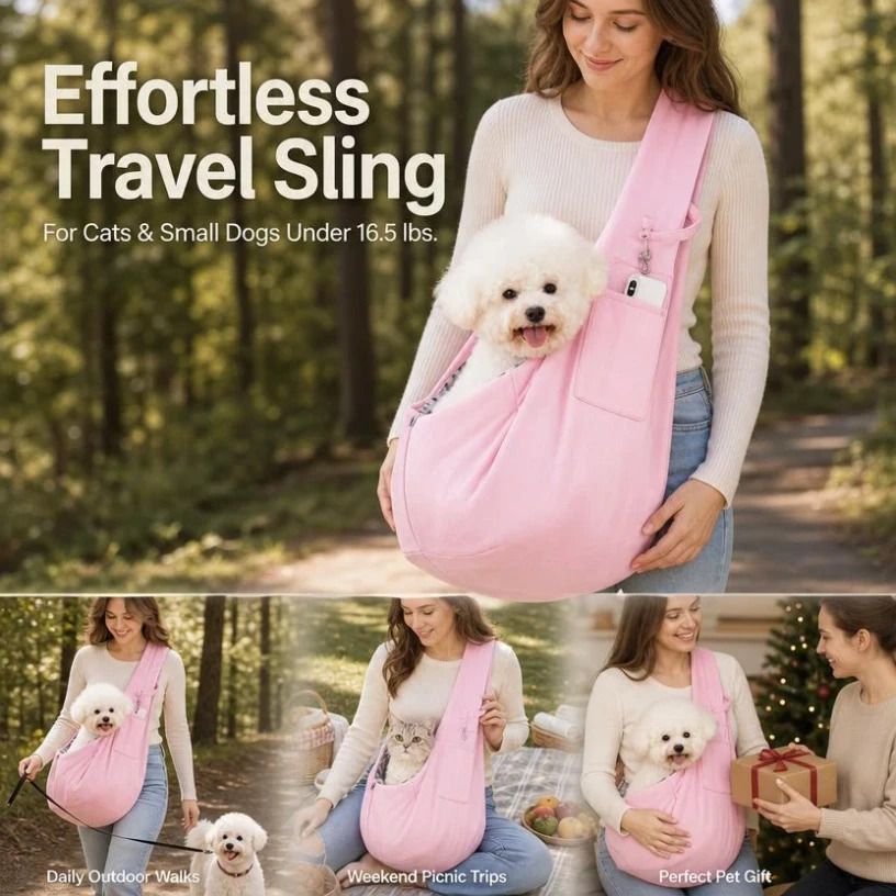 Solid Color Cat Carrier Up To 16.5lbs, Bright Red With Phone Pocket, Bold Eye-Catching Carry Bag - Image 1