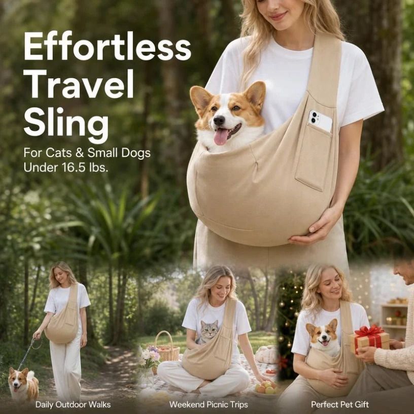 Solid Color Cat Carrier Up To 16.5lbs, Orange With Phone Pocket, Dynamic Energetic Outdoor Carrier - Image 1