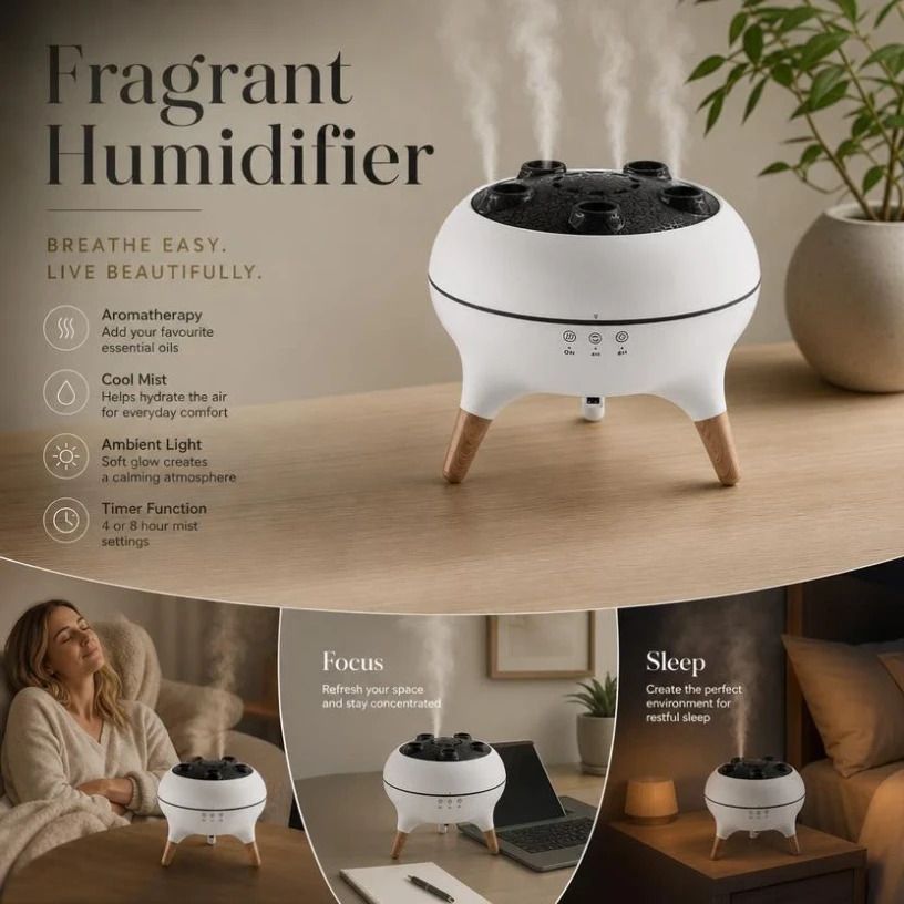 Floating Jellyfish Essential Oil Humidifier, Voice Control Color Light, Cozy Bedroom Sleep Aid - Image 1