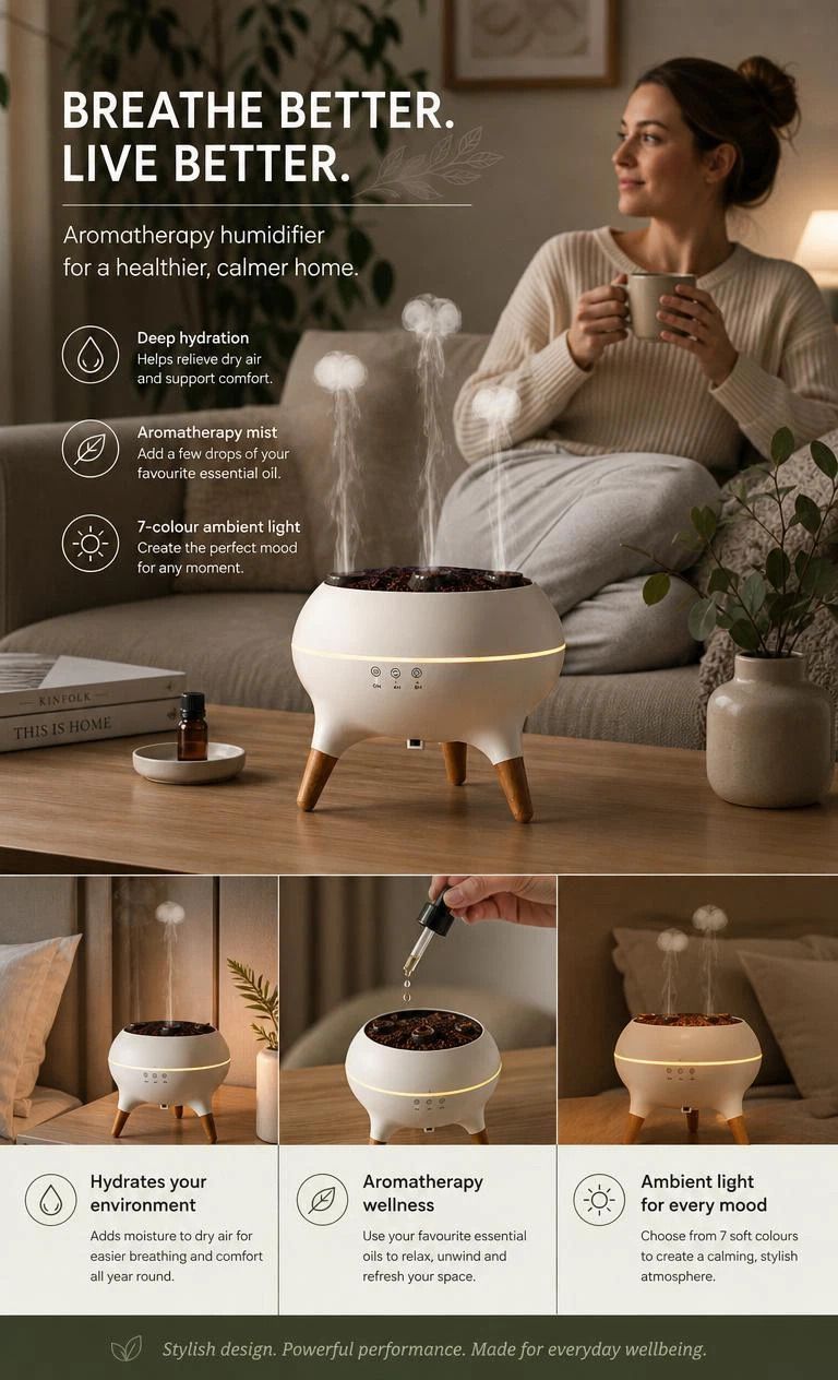 Dreamy Jellyfish Oil Diffuser, Music Linked Color Shift, Ultra Quiet For Nighttime Rest - Image 1