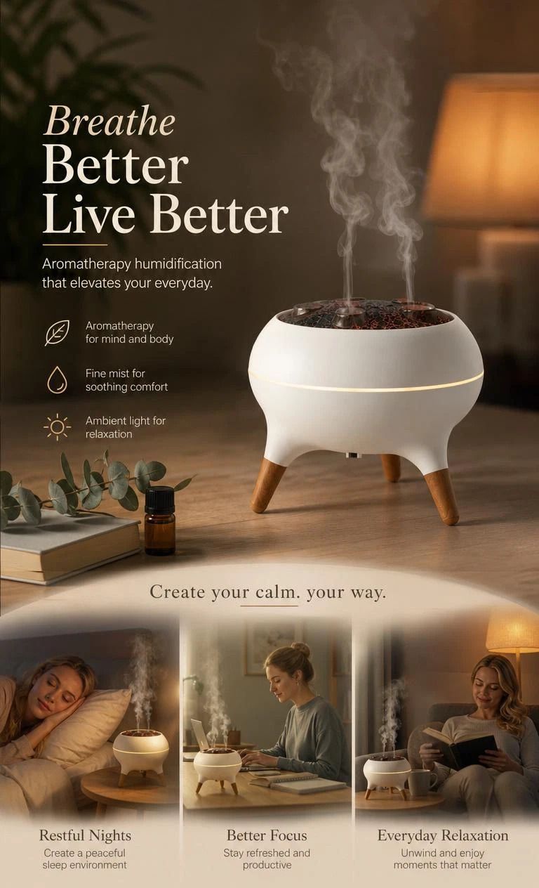 Whisper-Quiet Jellyfish Essential Oil Diffuser, Music Sensing Color Glow, Soothing Night Ambiance - Image 1