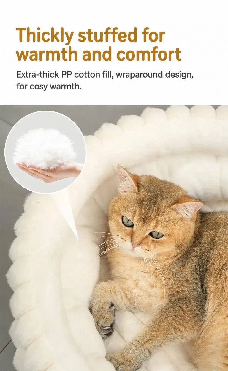 Notch Opening Round Pet Bed, Thick Warm Coffee S Size, Easy Access For Shy Pets - Image 3