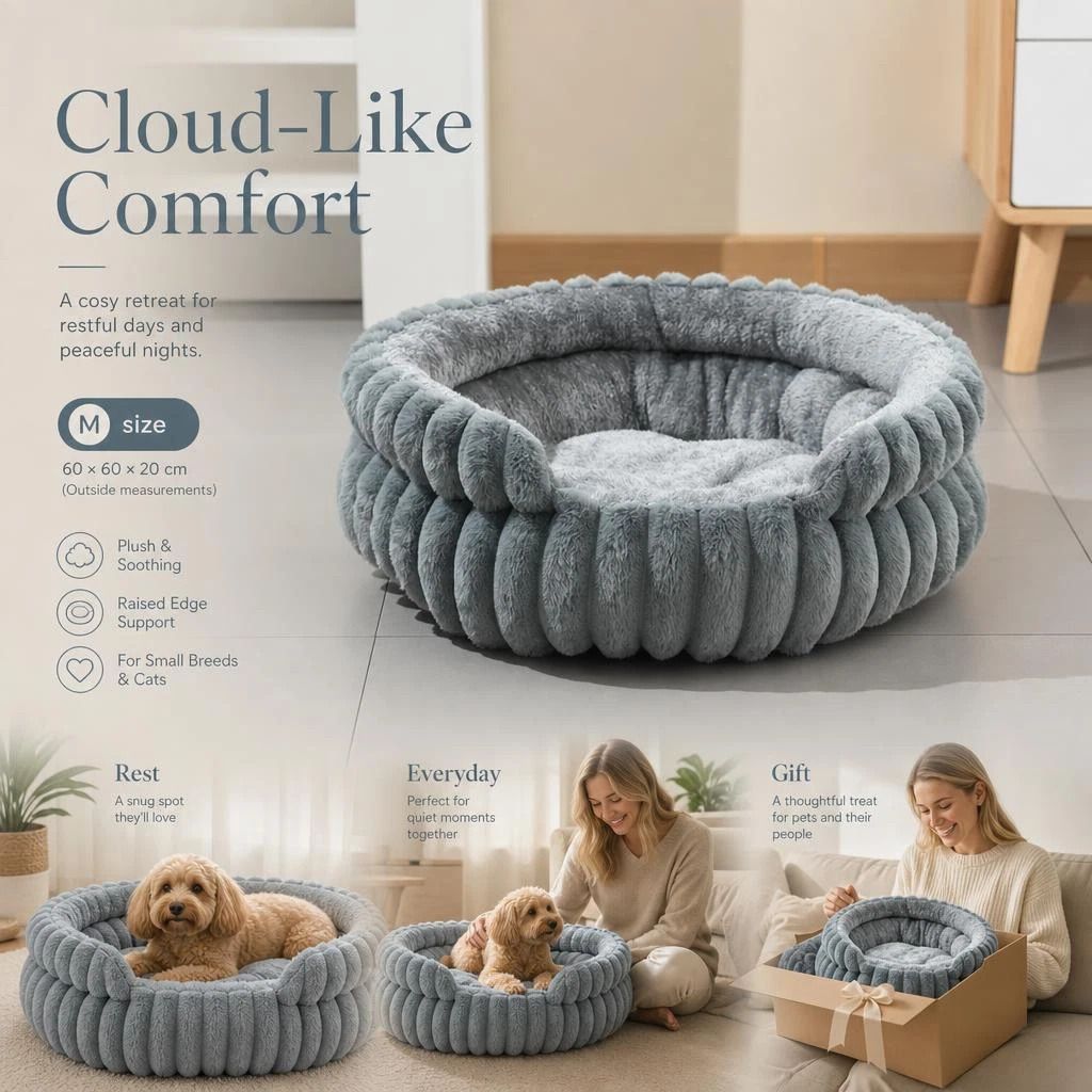 All Weather Notch Pet Sleeping Nest, Grey M Size, Support Joint Relief For Pets - Image 1