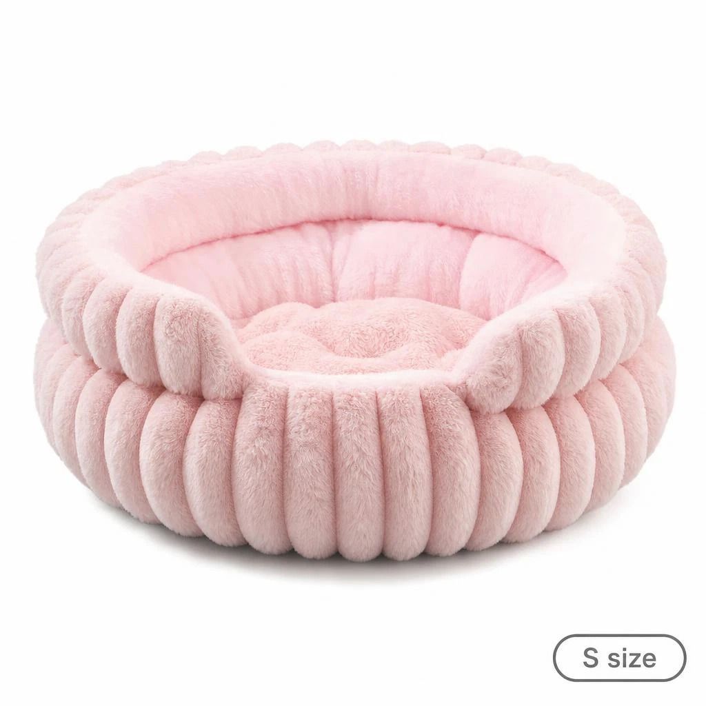 Cozy Four Season Notch Dog Bed, Pink M Size, Perfect Pet Relaxation Gift - Image 1