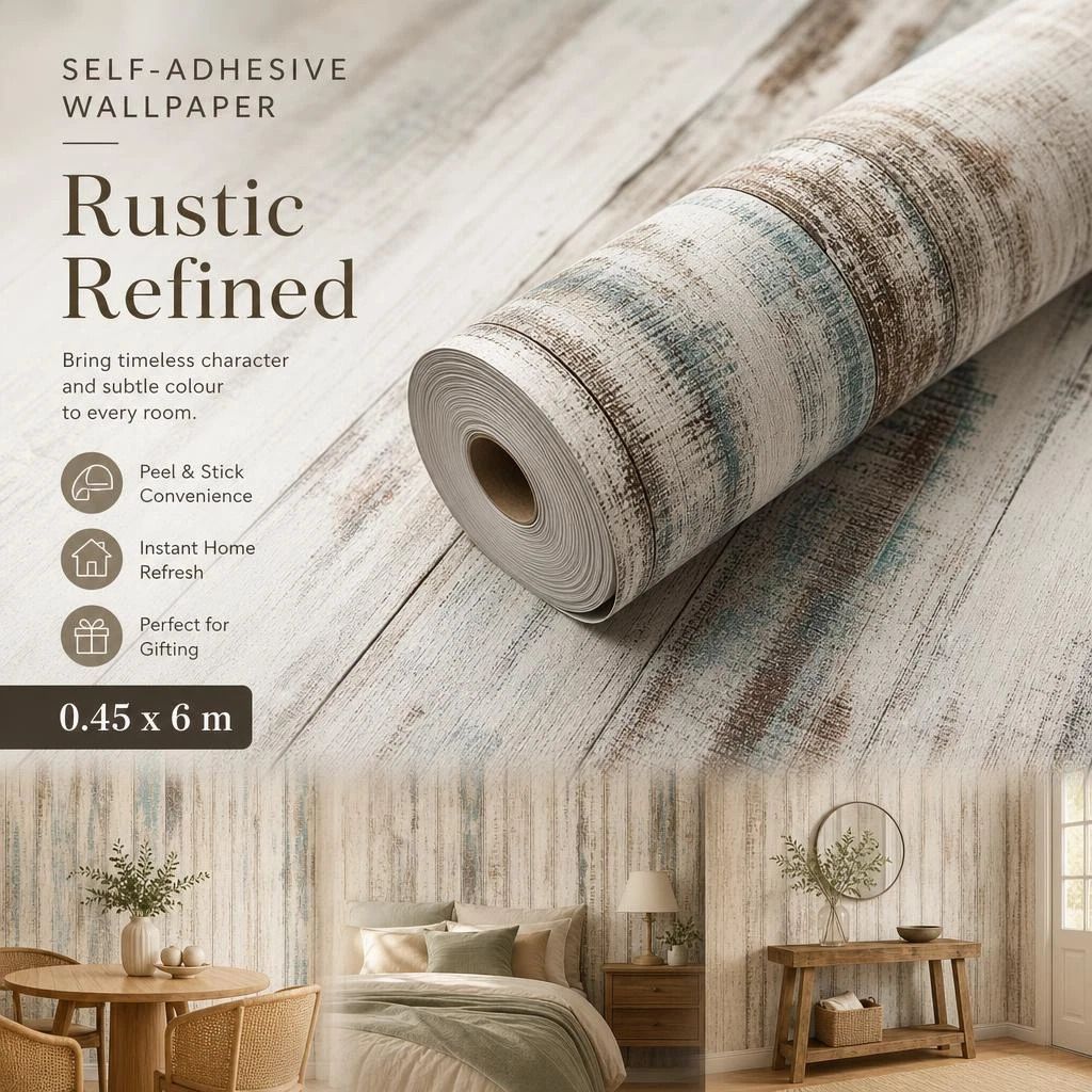 Self Adhesive Wood Wallpaper 0.45x6M, Brown Yellow Wood Texture, Warm Indoor Decor - Image 1
