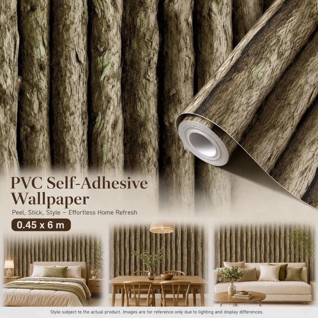 Self Adhesive Vintage Wall Covering 0.45x6M, Whole Log Wood Grain, Rustic Shop Backdrop - Image 1