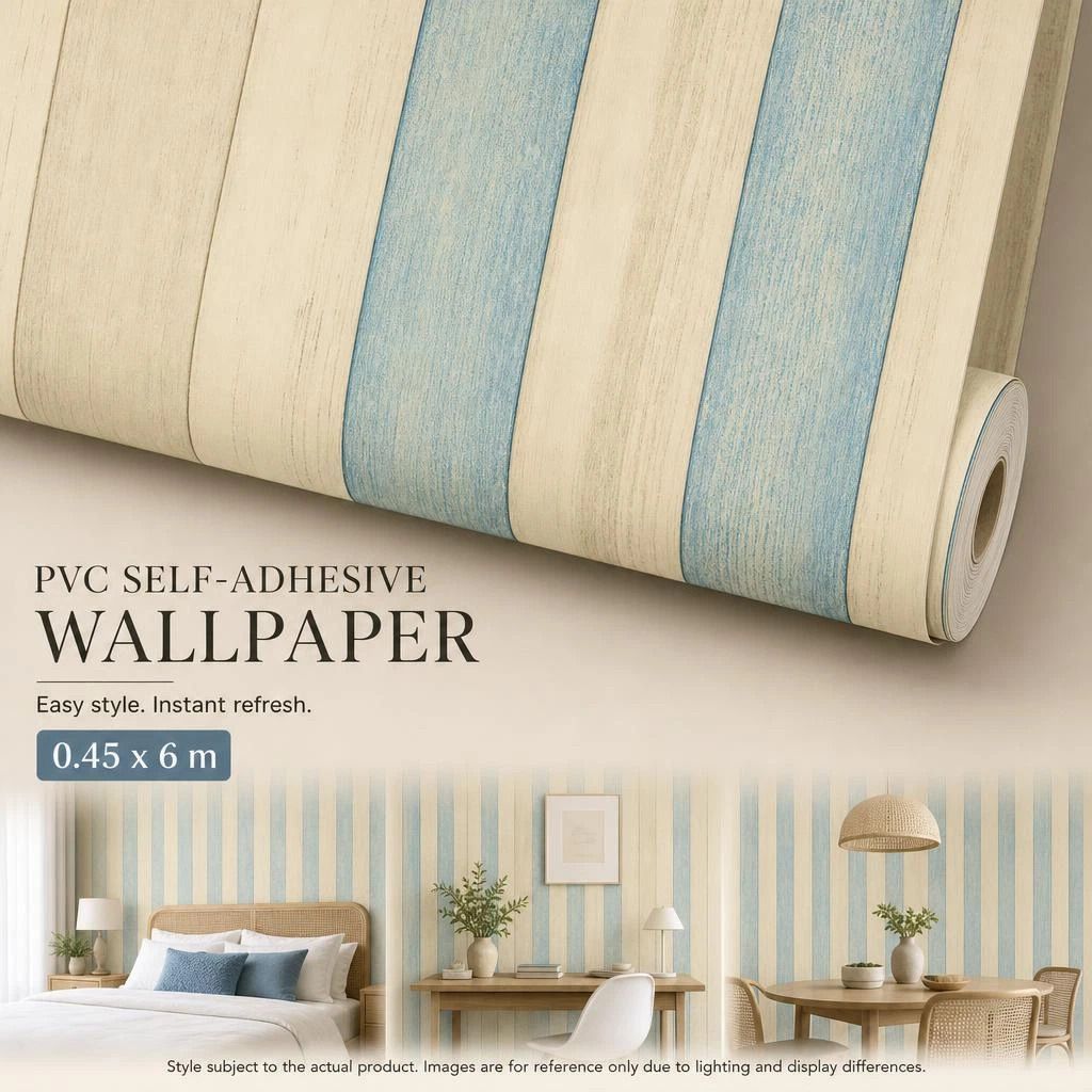 Self Adhesive Retro Wood Wallpaper 0.45x6M, Cream Yellow Wood Grain, Gentle Wall Decor - Image 1