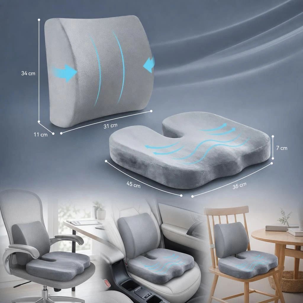 Grey Crystal Velvet Seat Waist Cushion Combo 45x36x7, Comfort All Scenario Set - Image 1
