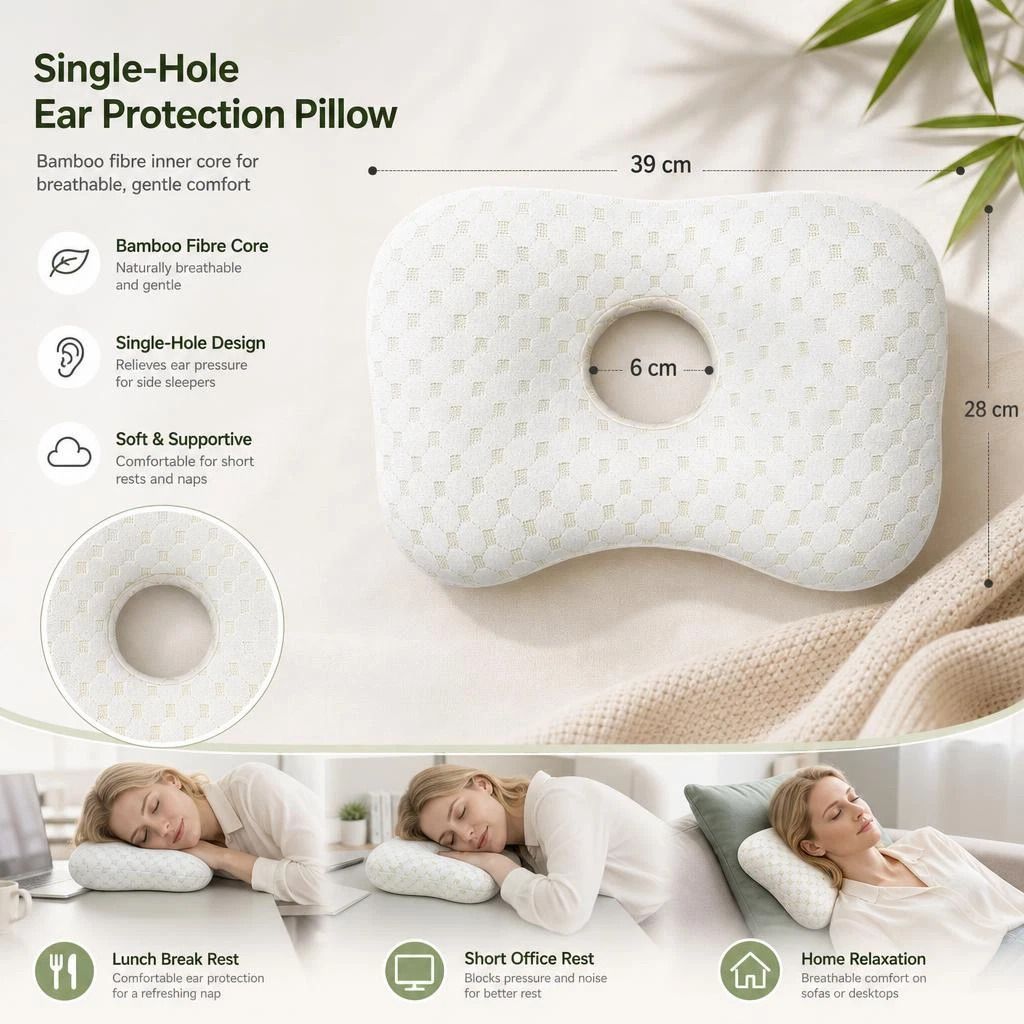 Side Sleep Ear Guard Pillow 39x28x6, Rock Gold, Gentle Head Support For Rest - Image 1