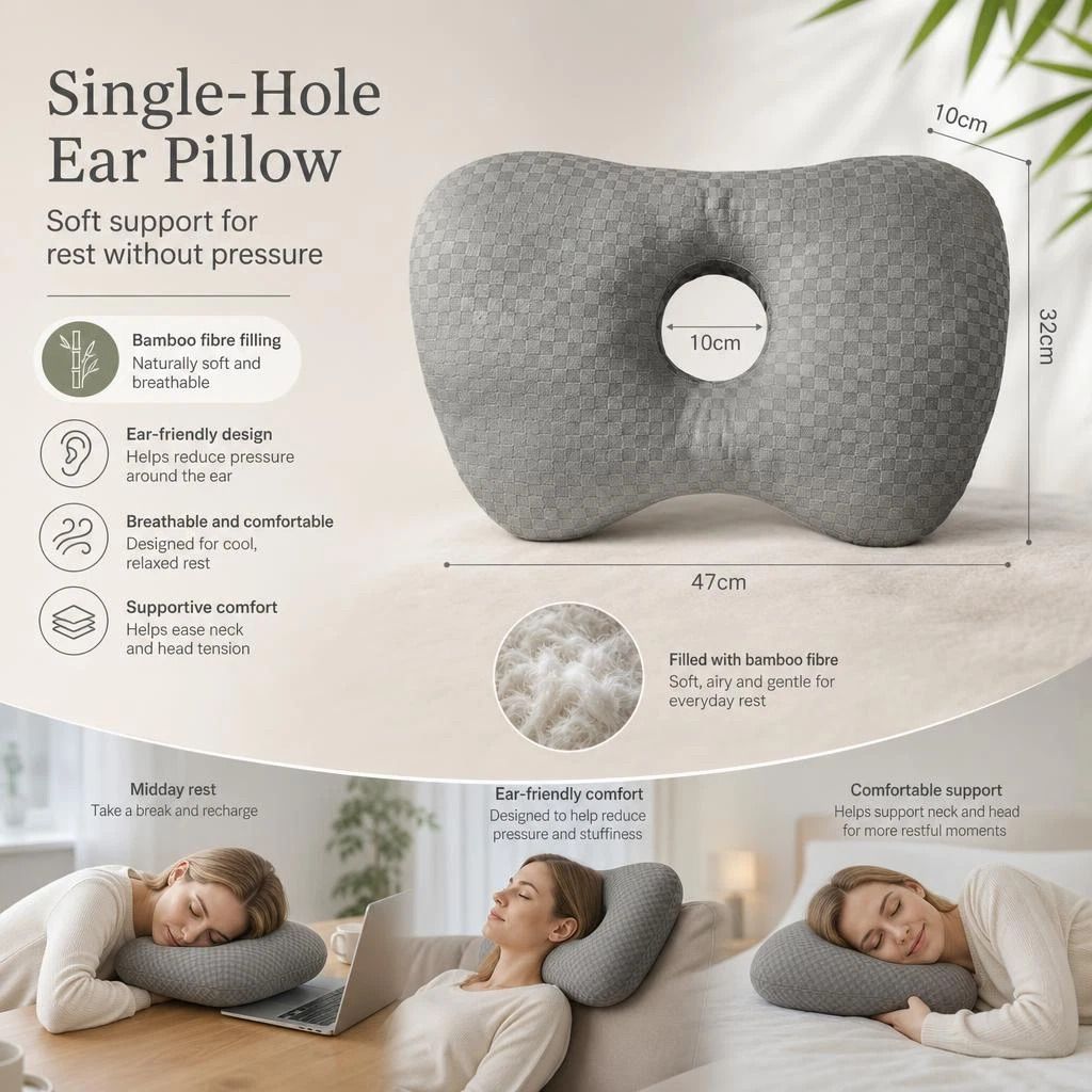 Oversized Ear Care Sleeping Pillow 47x32x10, Grey, Spacious For Heavy Side Sleepers - Image 1