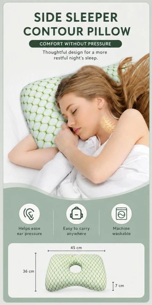 Big Size Pressure Relief Ear Pillow 47x32x10, Pink, Thoughtful Gift For Long Hours Rest - Image 3
