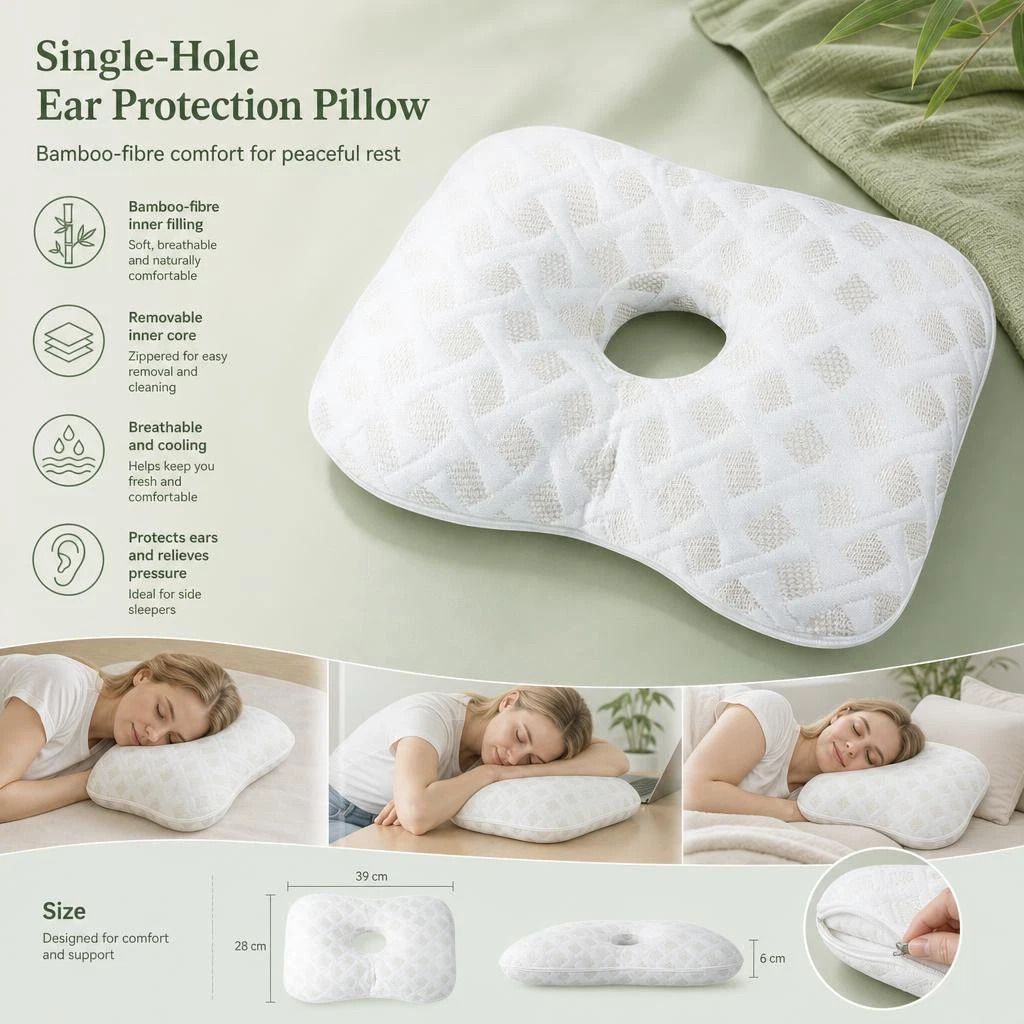 Detachable Washable Liner Ear Pillow 39x28x6, White, Convenient Daily Cleaning - Image 1