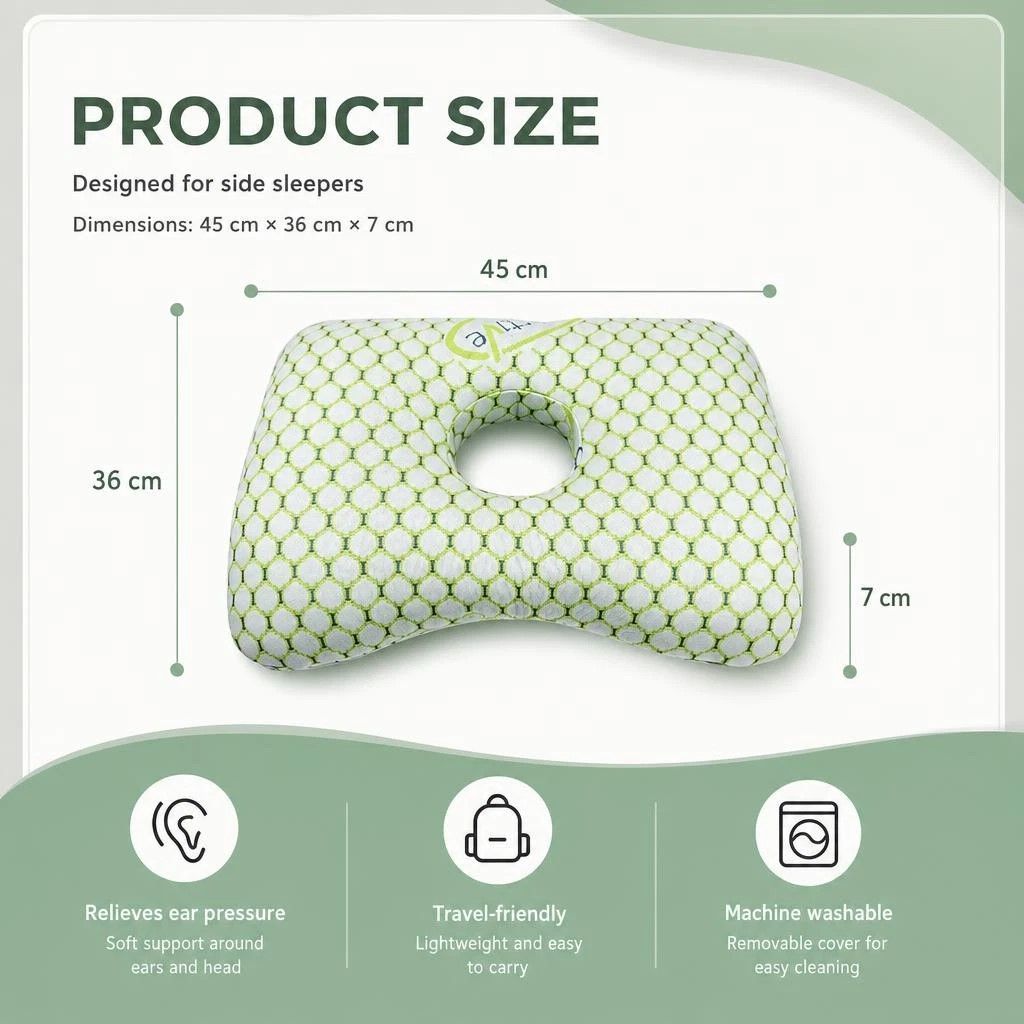 Detachable Liner Ear Care Pillow 39x28x6, Ice Blue, Cool Touch & Easy To Clean - Image 4