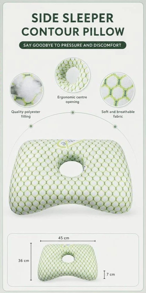 Washable Inner Ear Guard Pillow 39x28x6, Bohr Grey, Comfortable Daily Rest - Image 2