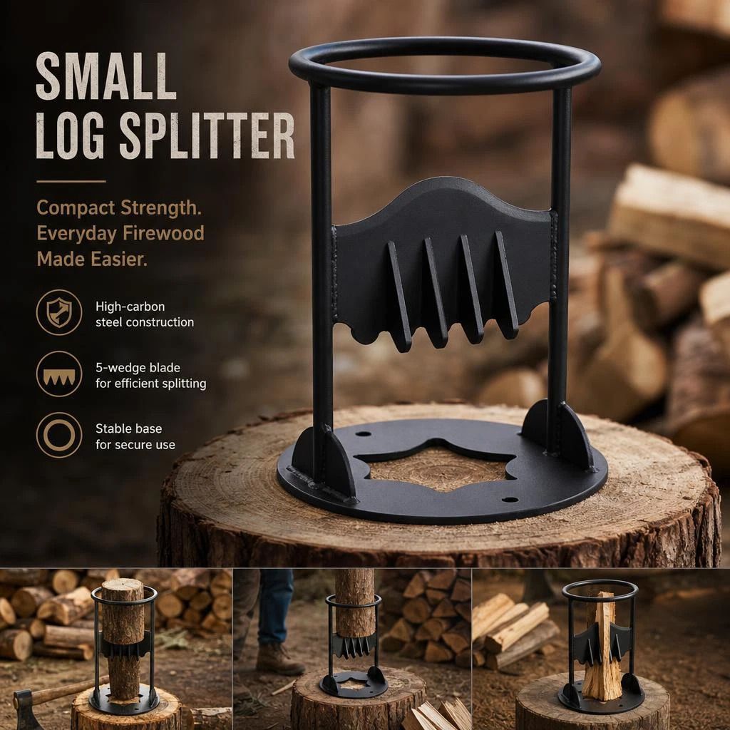 Camping Log Splitter Five-Star Base 19cm, Stable Anti-Slip Household Firewood Tool - Image 1