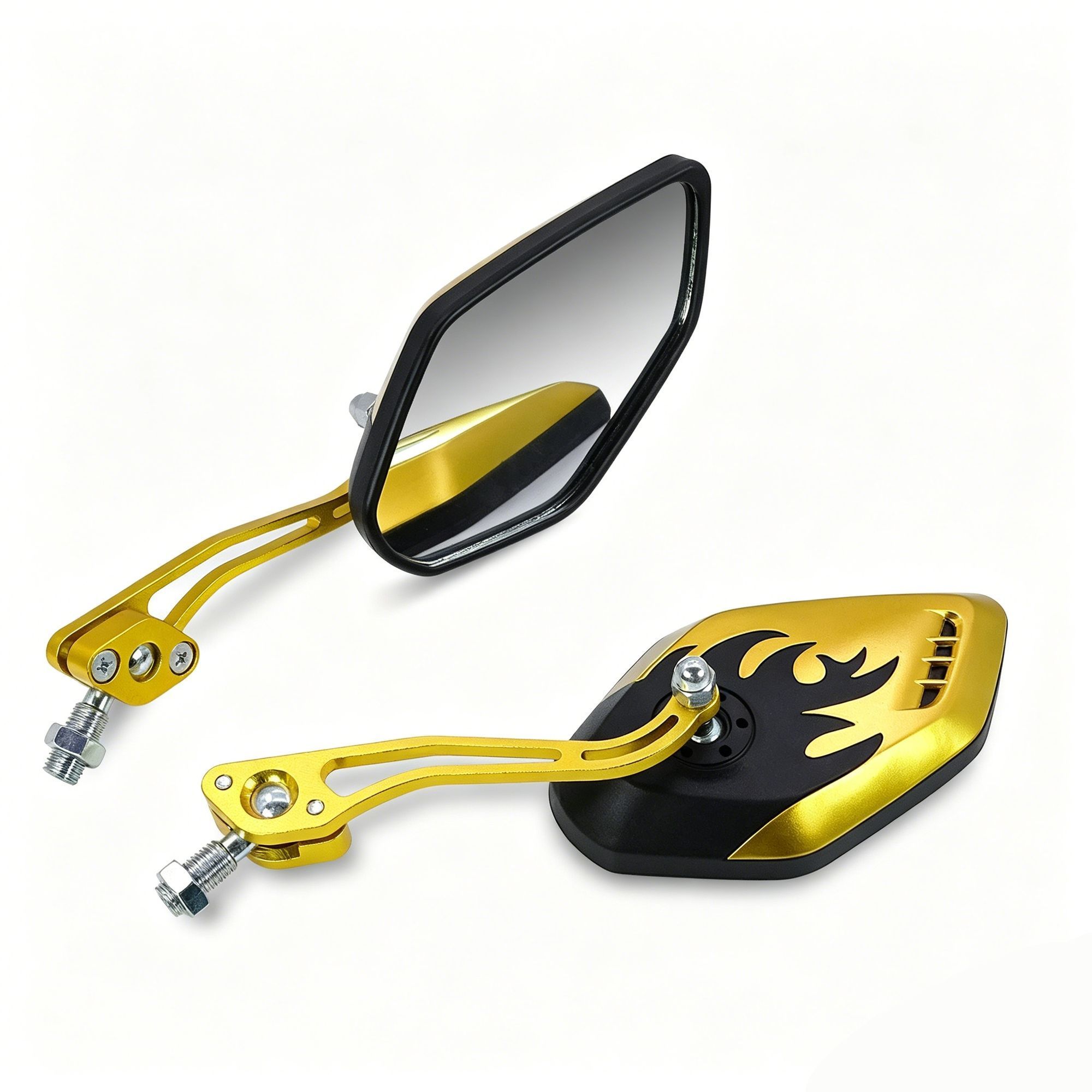 1 Pair Motorcycle Bicycle Rearview Mirror With Mount, Gold - Image 1