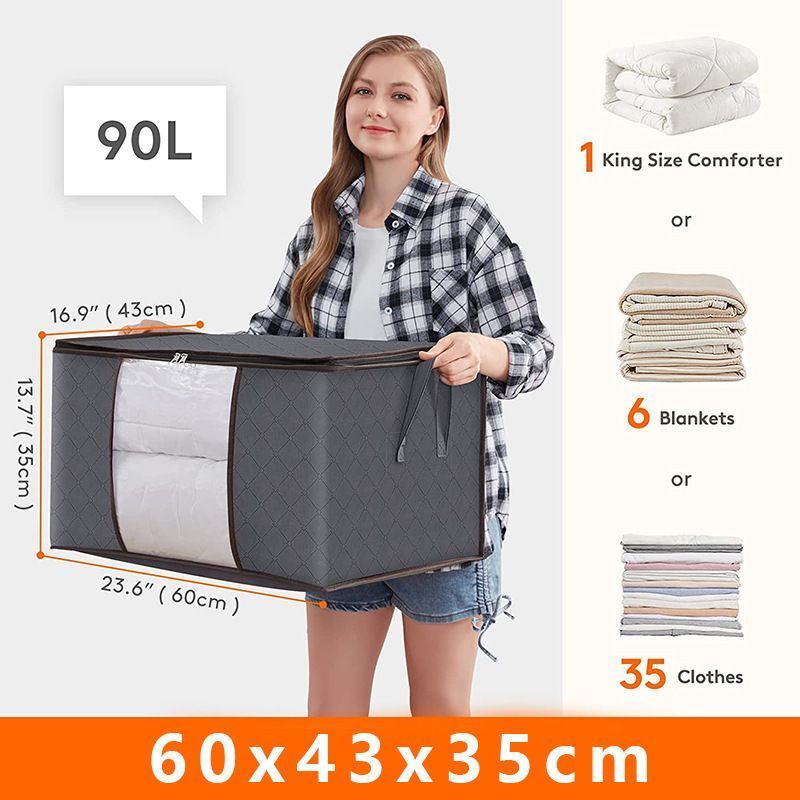 4 Pack 35L Dustproof Garment Organizers Black Zipper, Multi-Bag Combo For Light Clothing Storage - Image 2