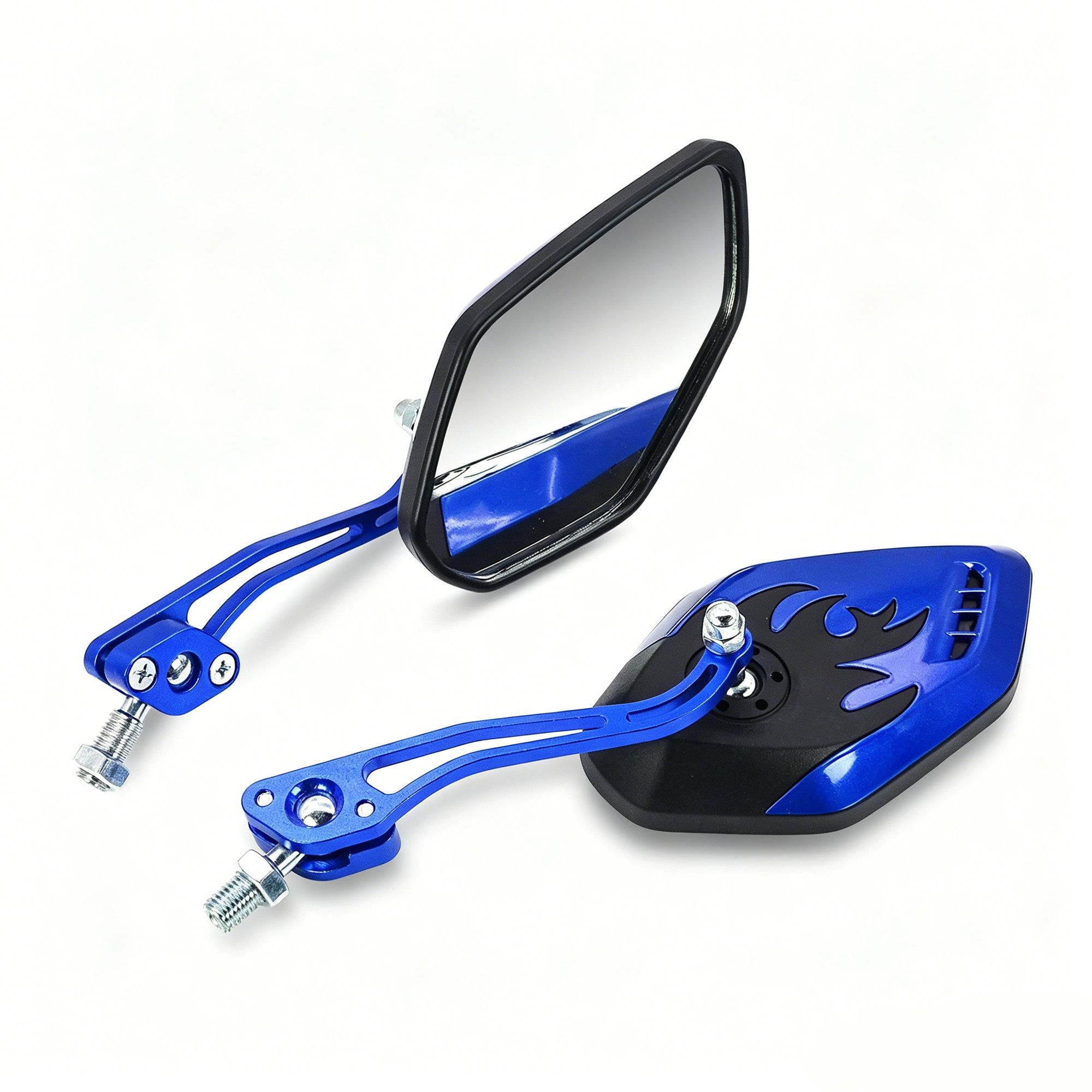 1 Pair Motorcycle Bicycle Rearview Mirror With Mount, Blue - Image 1