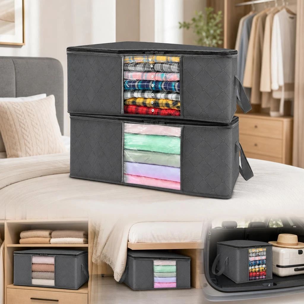 4 Pack 84L Moving Garment Organizer Bags Black Zipper, Convenient Combo For House Moving - Image 1