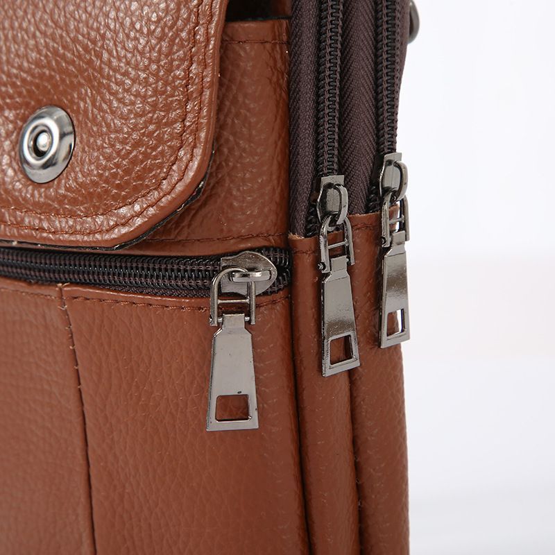 Men’s Leather Waist Phone Bag, Belt Loop Design, Light Brown, Business Casual Crossbody Shoulder Gift - Image 4