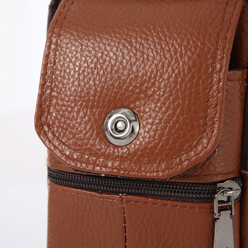 Men’s Leather Waist Phone Bag, Belt Loop Design, Light Brown, Business Casual Crossbody Shoulder Gift - Image 5