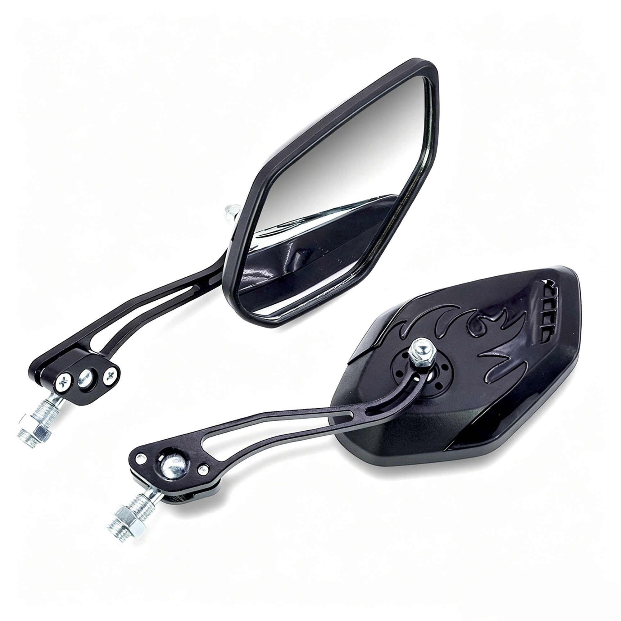 1 Pair Motorcycle Bicycle Rearview Mirror With Mount, Black - Image 1