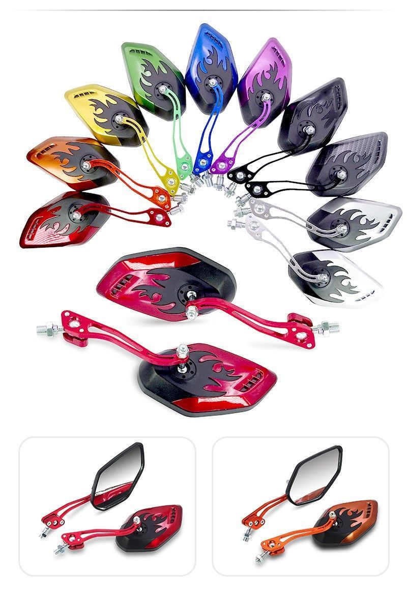 1 Pair Motorcycle Bicycle Rearview Mirror With Mount, Black - Image 3