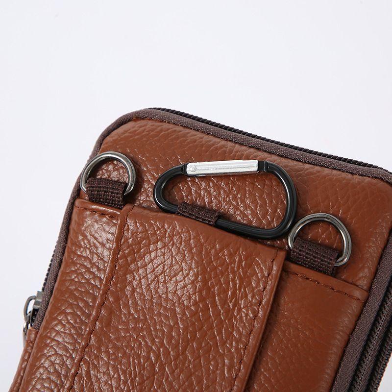 Business Leather Crossbody Waist Bag For Mobile Phone, Coffee, Slim Minimalist Daily Carry Present - Image 3