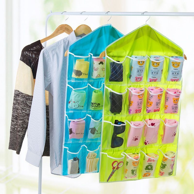 2 Pack Transparent 16 Slot Door Hanging Organizers, Clear View Lingerie Storage, Blue, Multi-Pack Storage Kit - Image 2