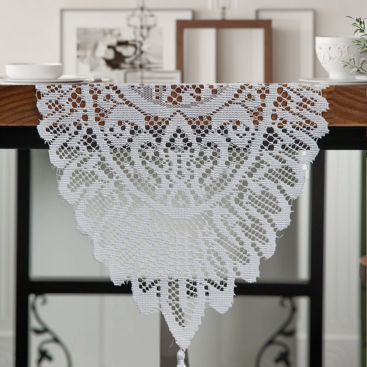 Fringe Lace Table Runner 33x122cm, Red, Vibrant Ornament For Family Daily Dining - Image 3
