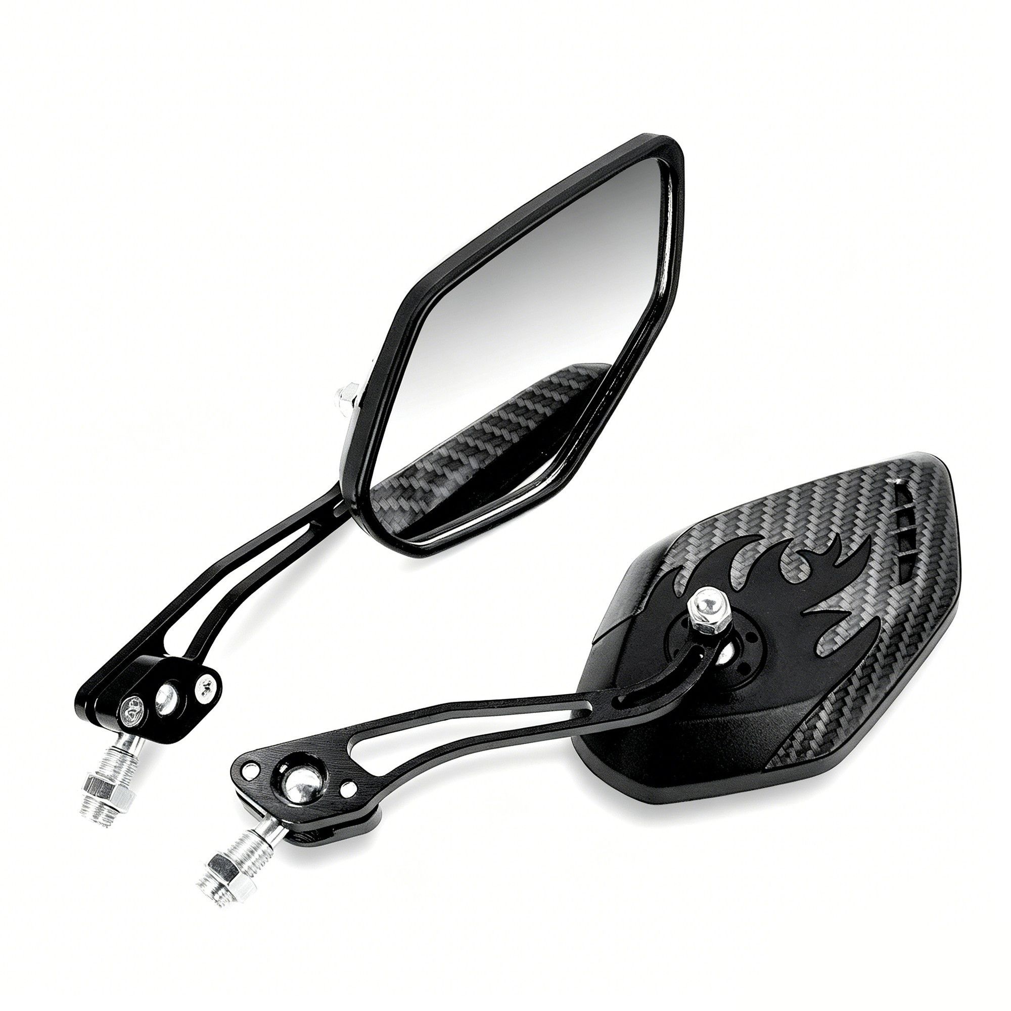 1 Pair Motorcycle Bicycle Rearview Mirror With Mount, Snake Skin - Image 1