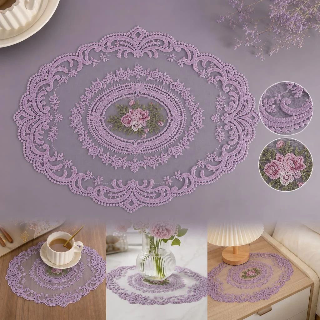 Small Sky Blue Mesh Embroidery Pad 21x27cm, Fresh Minimalist Desktop Liner For Retro Table Layout - Image 1