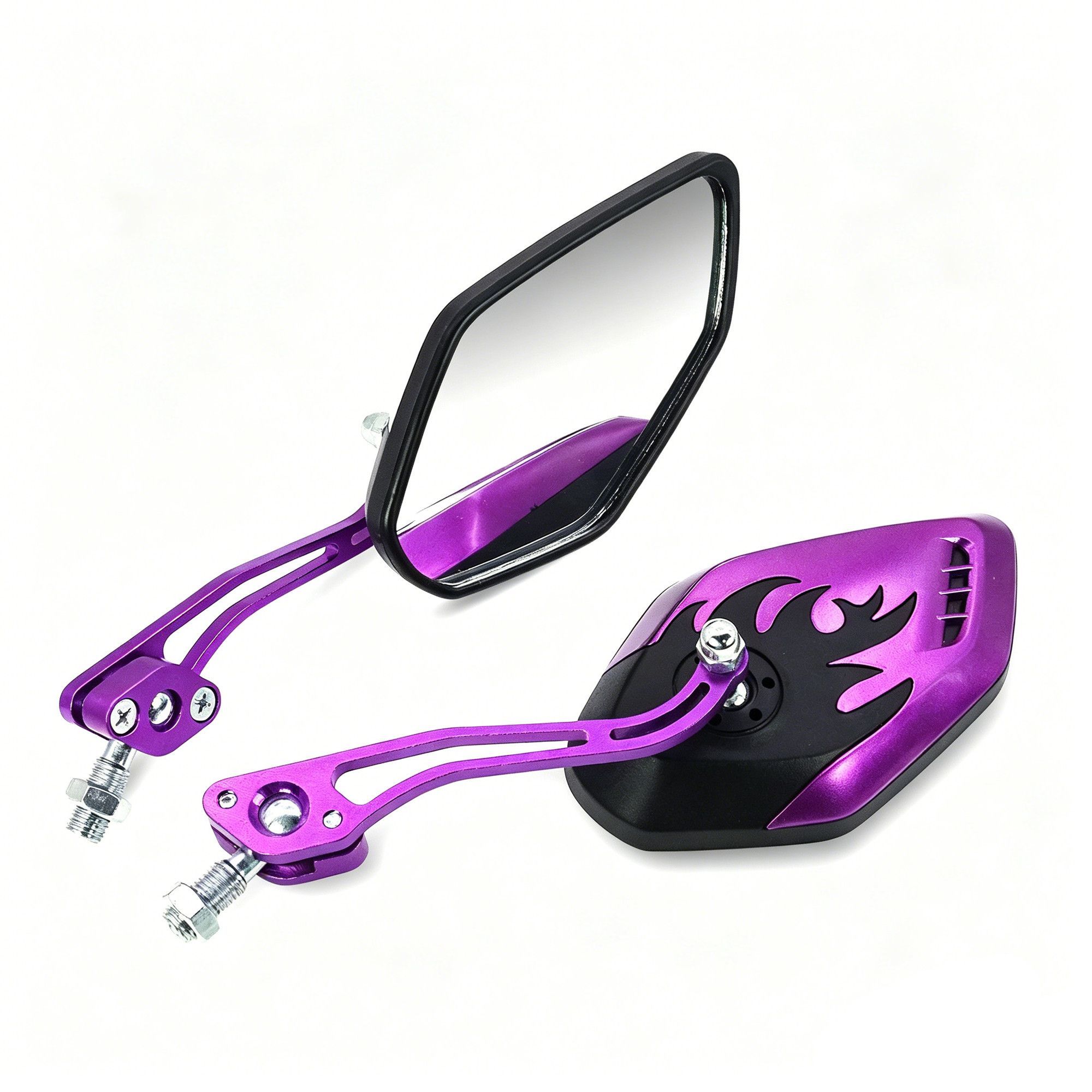 1 Pair Motorcycle Bicycle Rearview Mirror With Mount, Purple - Image 1