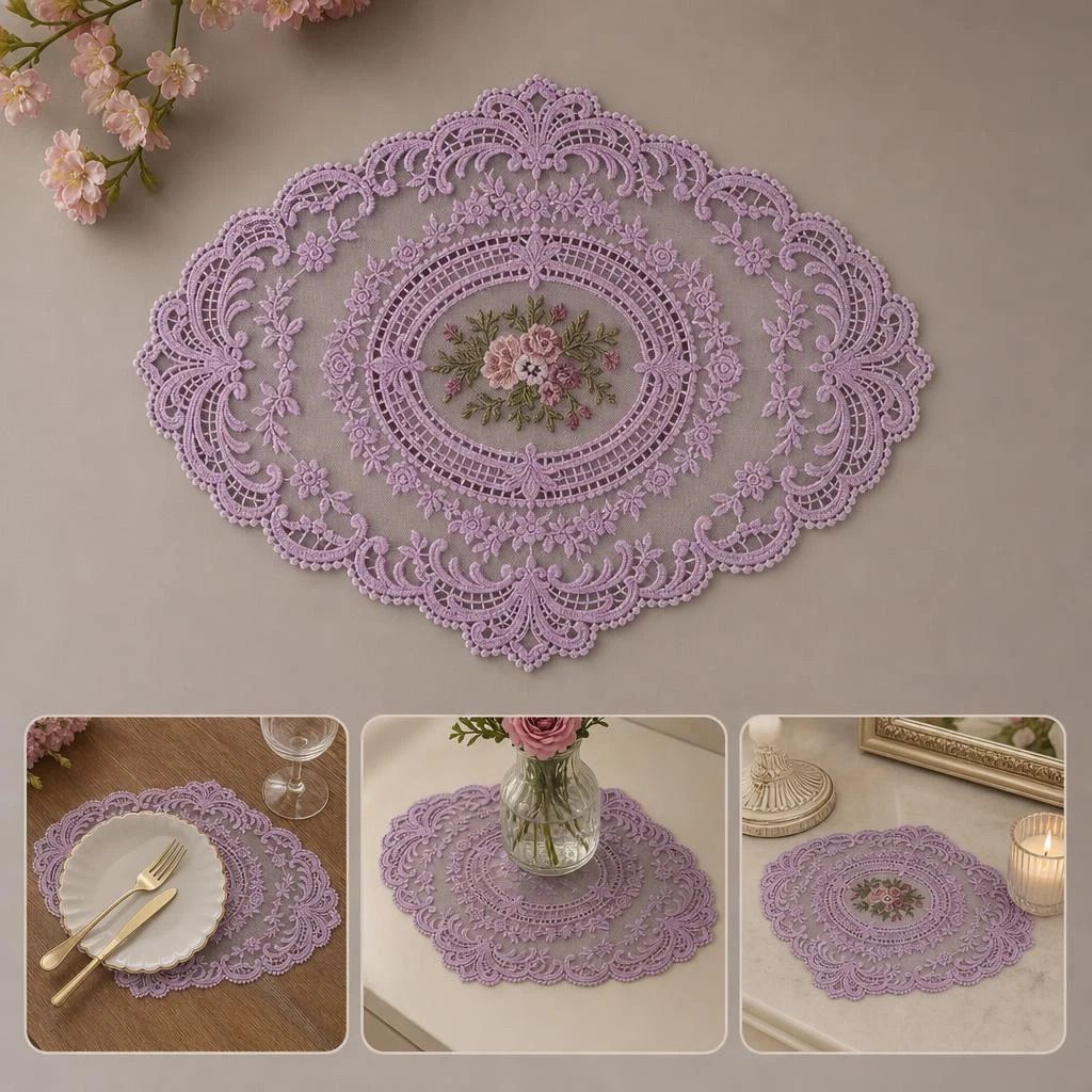 2 Pack Small Sky Blue Mesh Embroidery Pads 21x27cm, Minimalist Dual Retro Tabletop Ornament Kit - Image 1