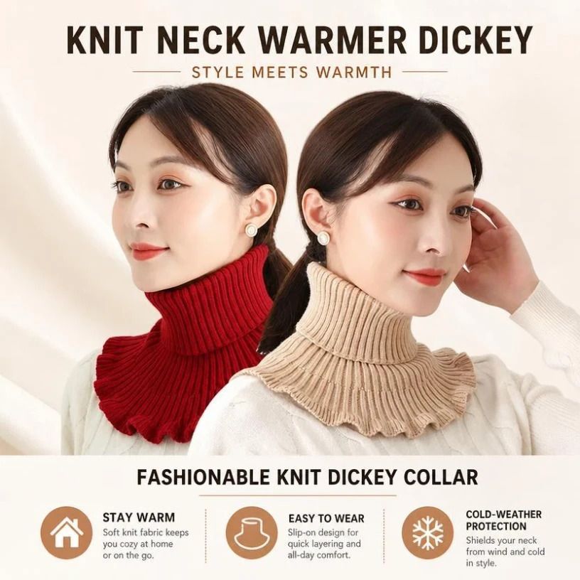 2-Pack thick grey warm mock high collar wraps, steady wind barrier two-piece layering pack - Image 3