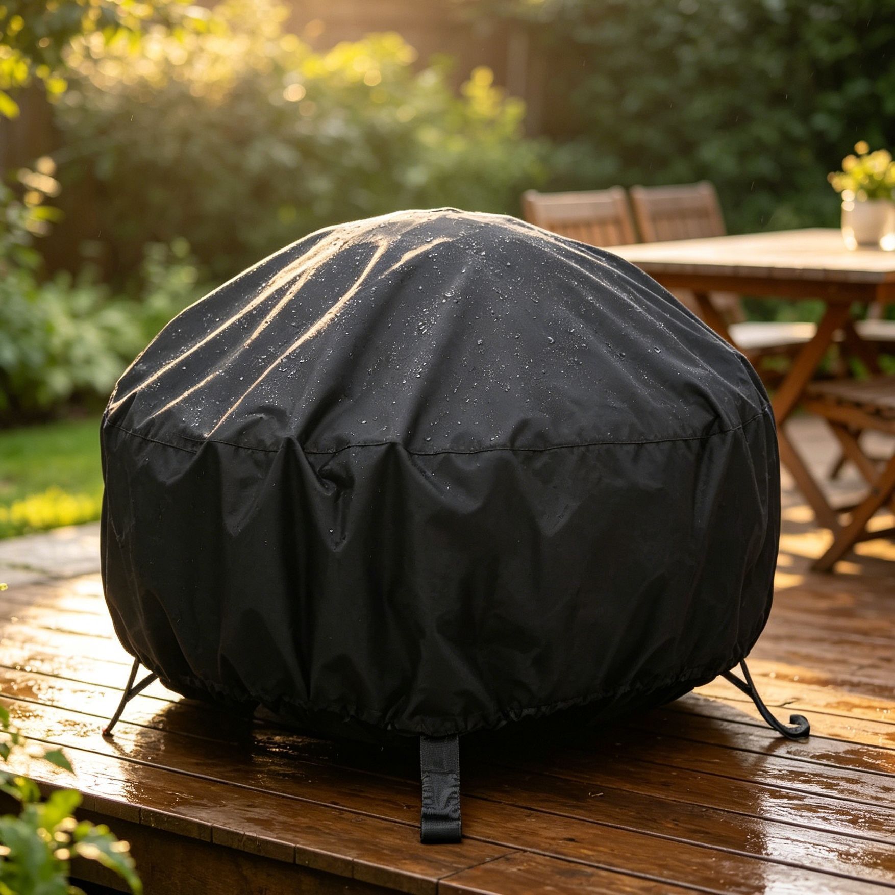 Durable Waterproof Fire Pit Cover Black 92x51cm - Image 2