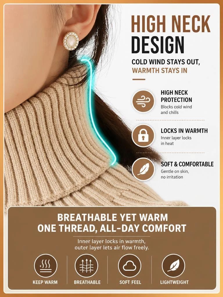 2-Pack two-tone thick knit neck protector Yellow & Bright Red, full wind coverage daily outfit snood - Image 2