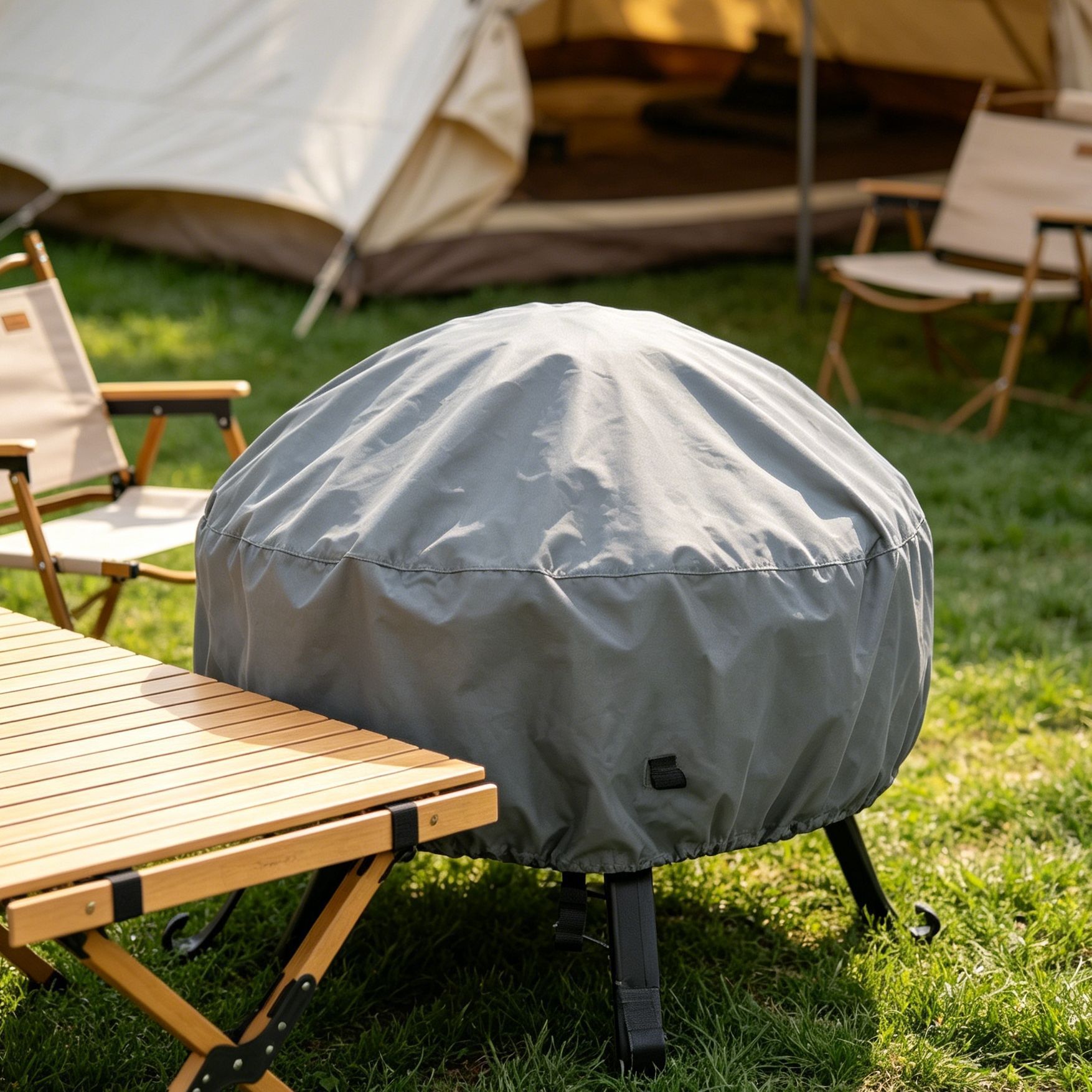Weather Resistant Safe Fire Pit Cover Slate Grey 85x40cm - Image 1