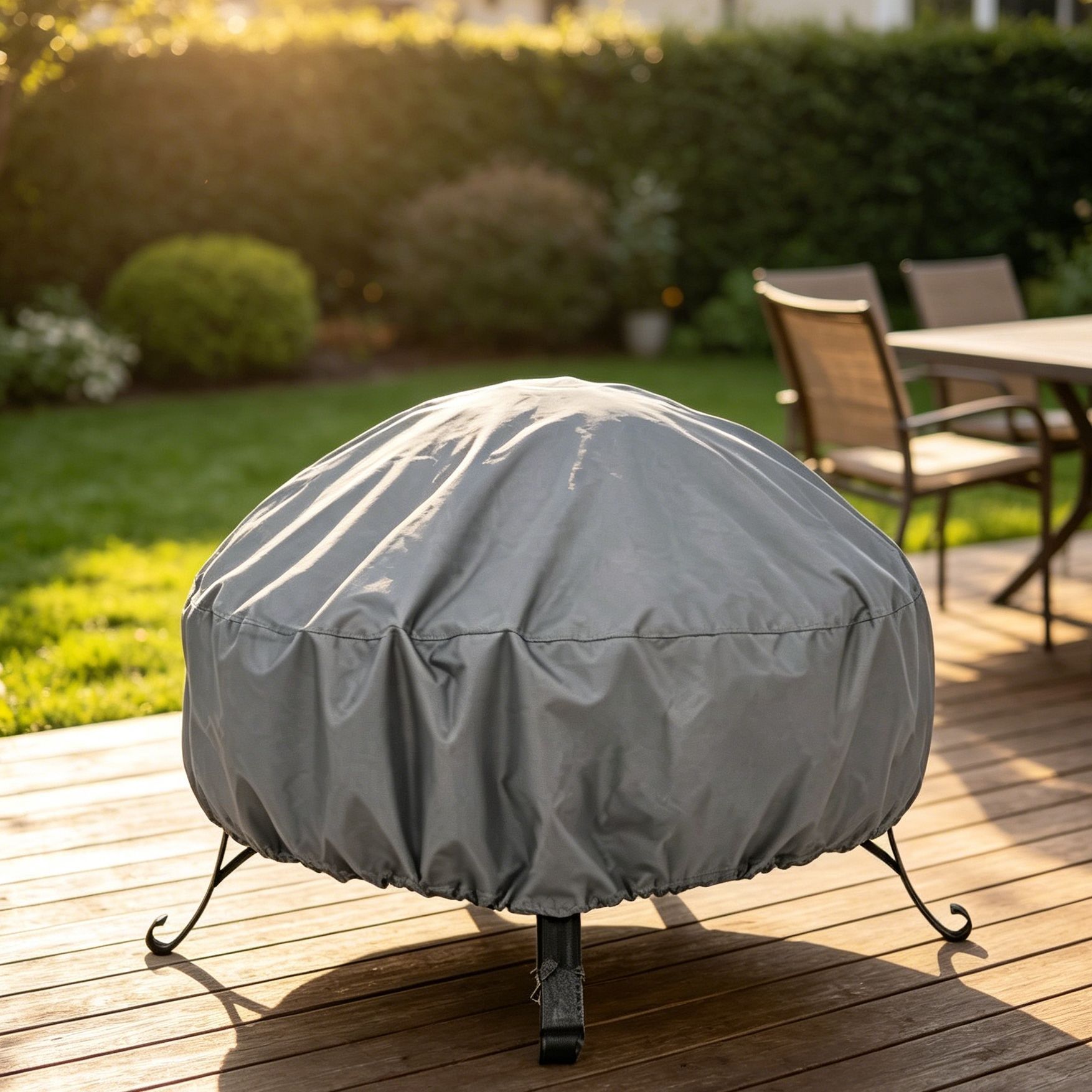 Weather Resistant Safe Fire Pit Cover Slate Grey 92x51cm - Image 2