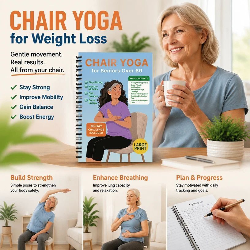 Coil Bound Elderly Chair Yoga Weight Loss Notebook, Balance & Posture Awareness Routine - Image 1