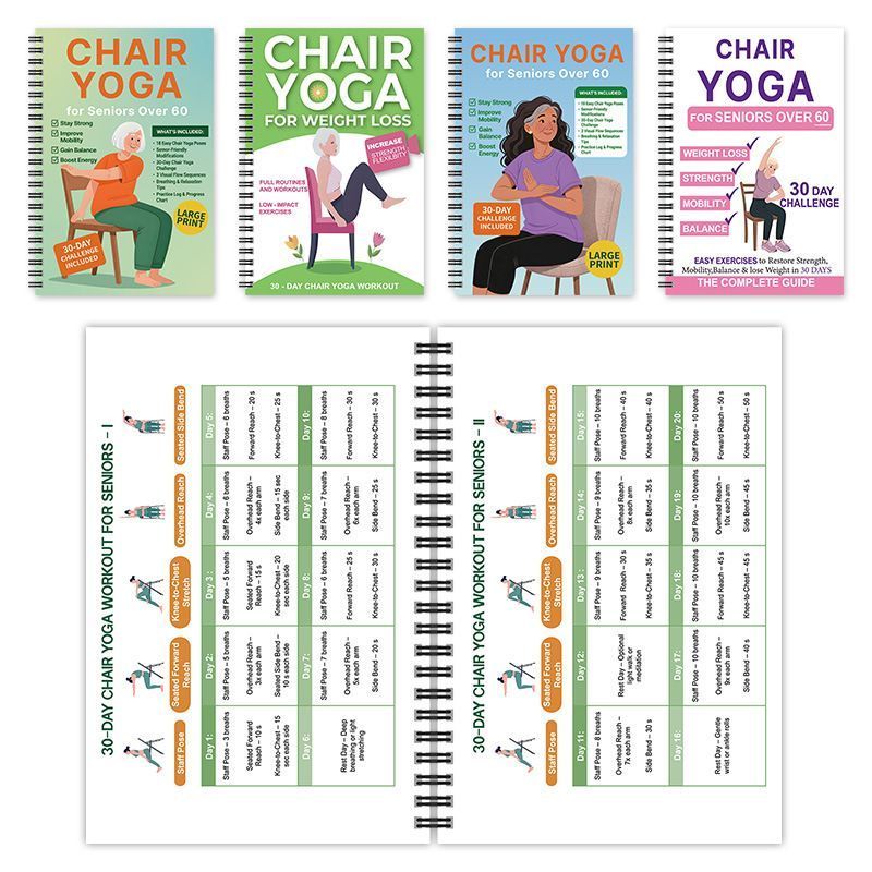 Twin Pack Elderly Chair Yoga Logbooks, Breathing Awareness Plus Balance Awareness Workout Notebooks - Image 3
