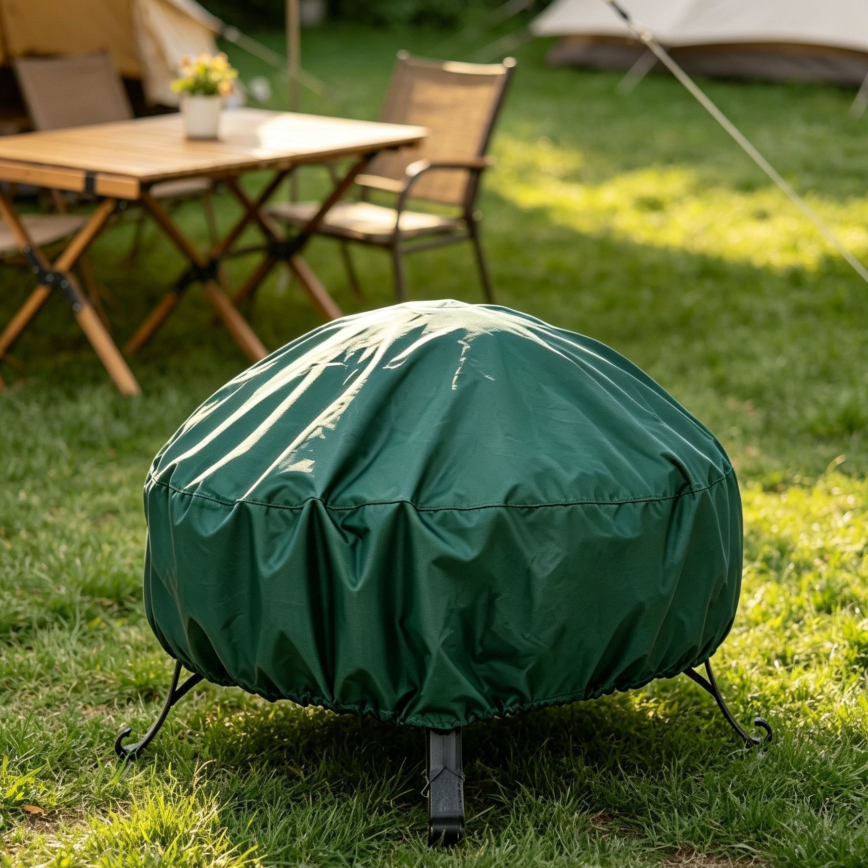 Long Lasting Protective Fire Pit Cover Green 92x51cm - Image 3