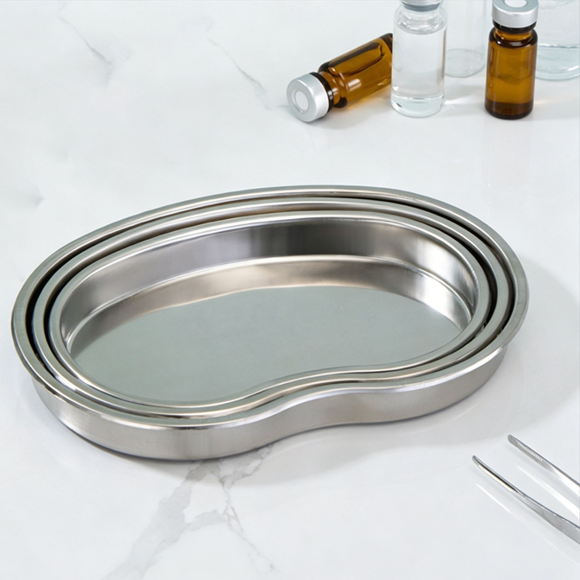 Medium Curved Tray 201 Stainless Steel 2pcs - Image 3