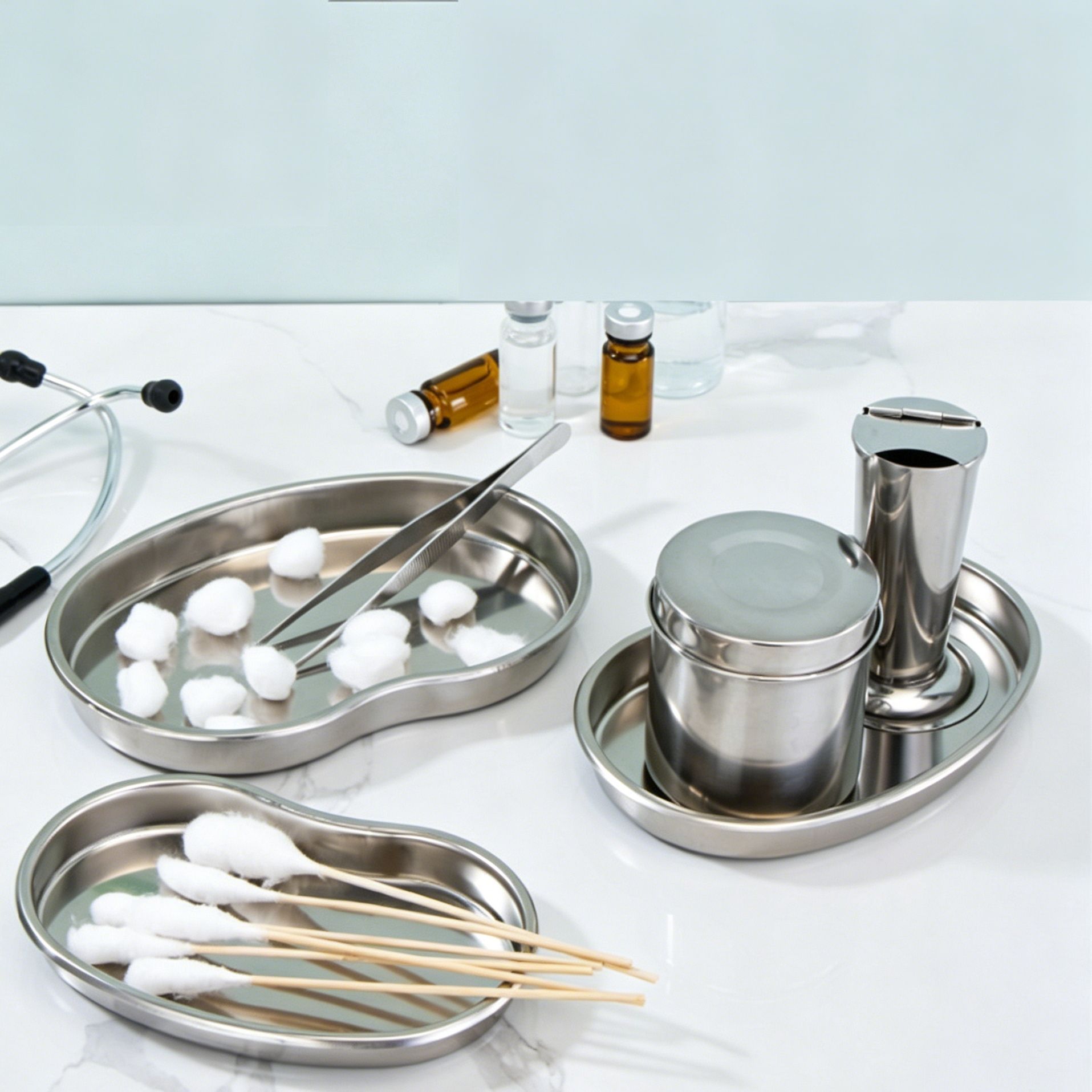 Medium Curved Tray 304 Stainless Steel 2pcs - Image 2