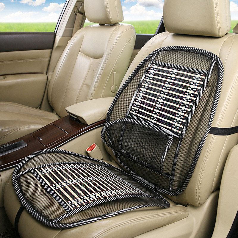 2pcs Car Bamboo Wire Cooling Seat Cushion With Backrest - Image 1